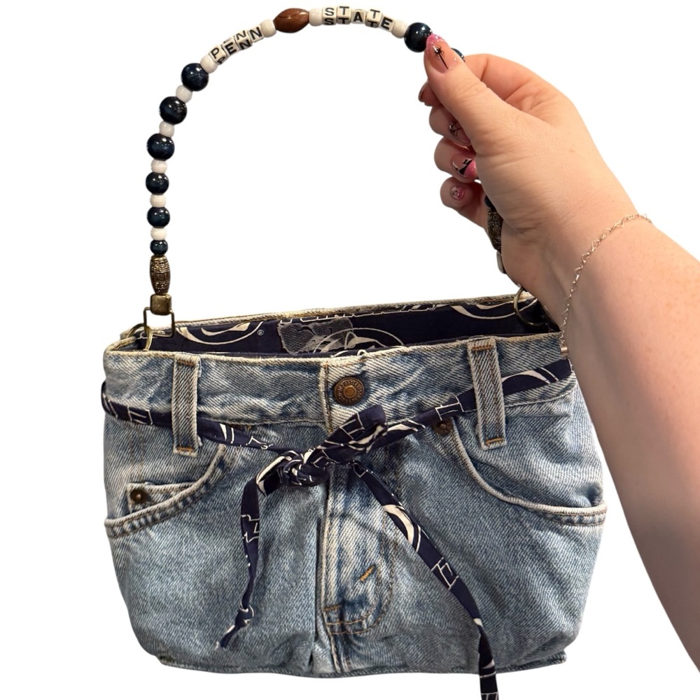 Repurposed DIY Denim Jeans Penn State Purse Handbag